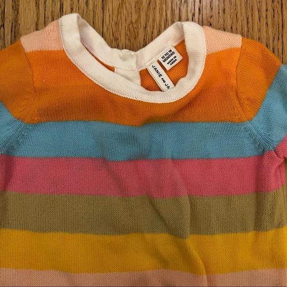 Janie & Jack Rainbow Stripe Bell Sleeve Sweater - Picture 3 of 3